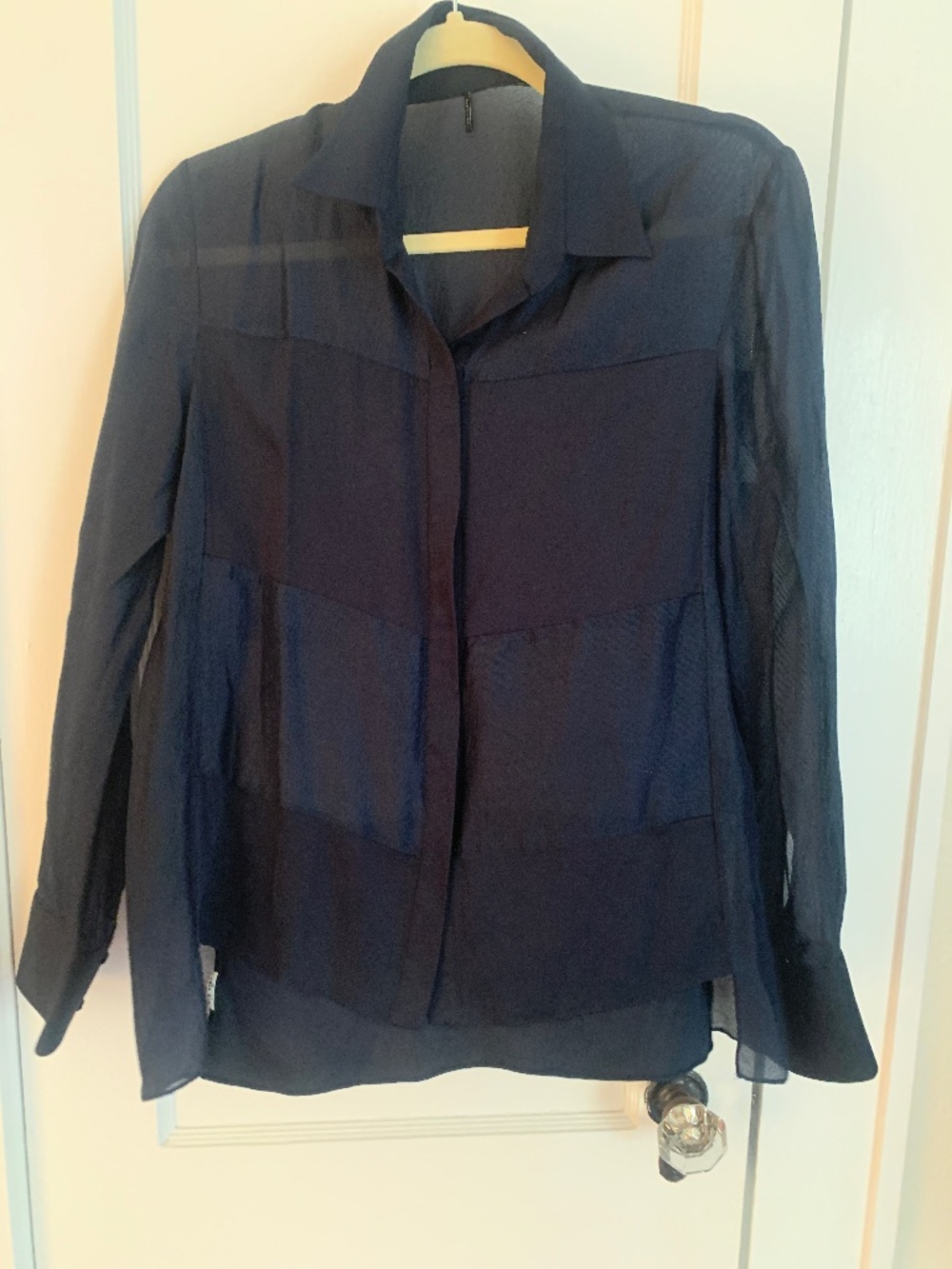 Elie Tahari Sil Blouse 8/10 Navy Blue